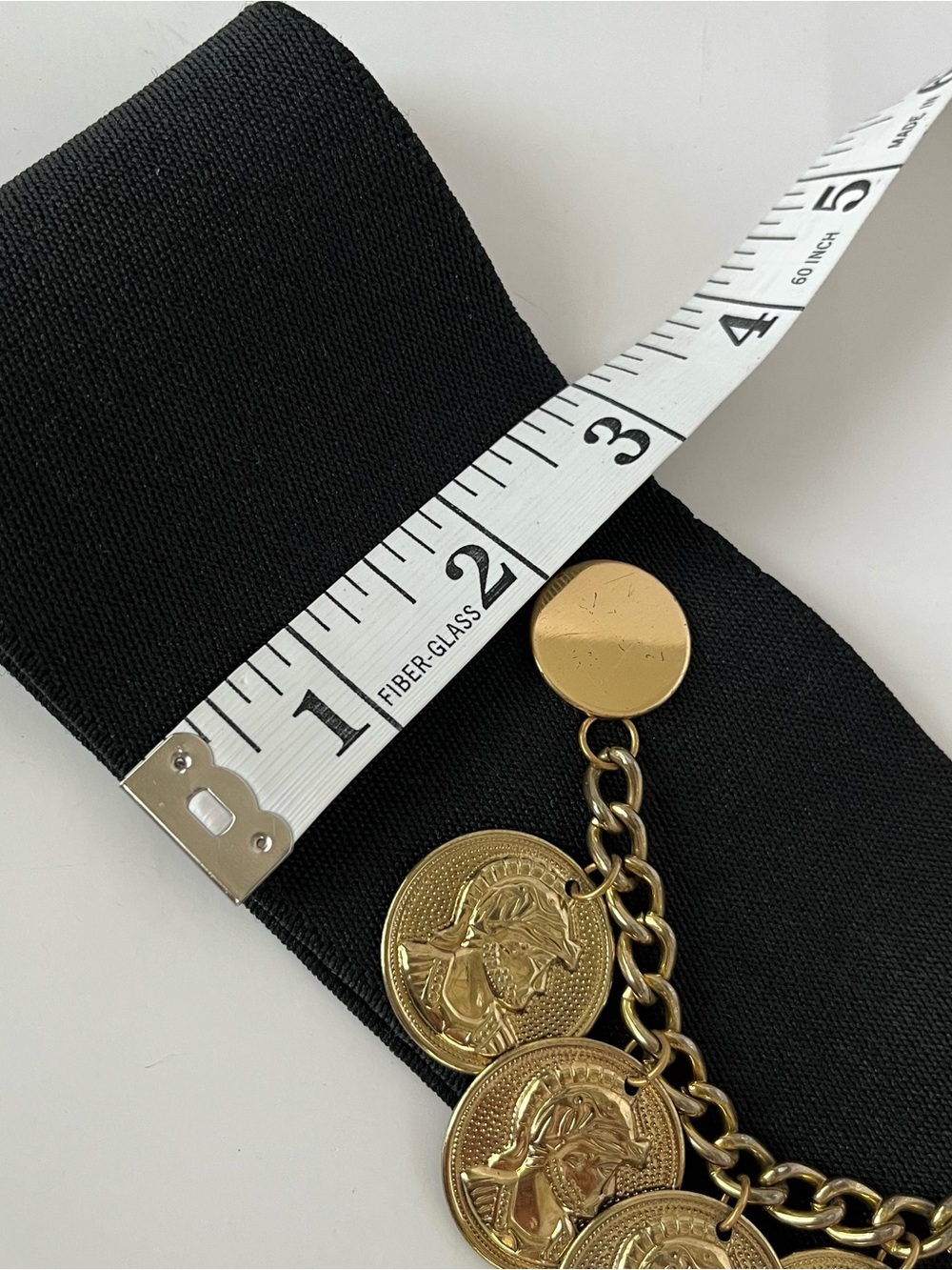 Vintage Coin Black Wide Elastic Cinch Belt Womens S/M Retro - Picture 6 of 7